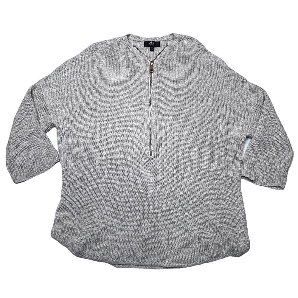 ABS Allen Schwartz XXL Marled Vanilla 1/2 Zip Knit Sweater Pullover Chunky